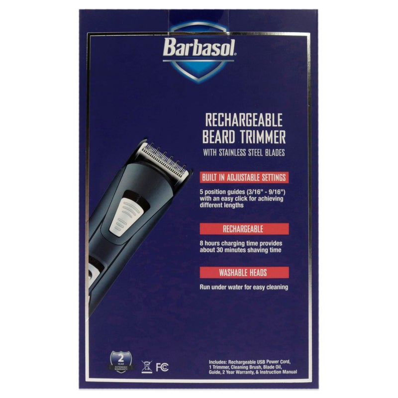 Barbasol Rechargeable Electric Beard Trimmer with Stainless Steel Blades and Adjustable Settings - Image 5